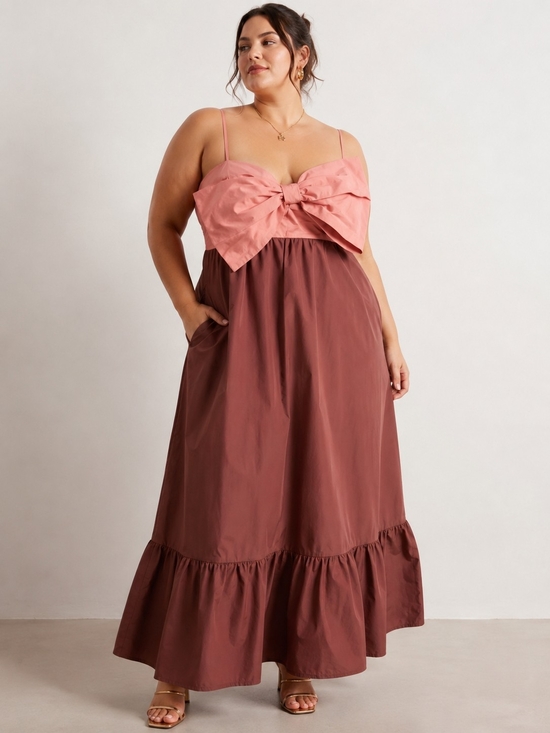 Anthropologie Dresses & Skirts - ANTHROPOLOGIE Hutch Olani Two-Tone Pink Bow Maxi Dress NEW NWT